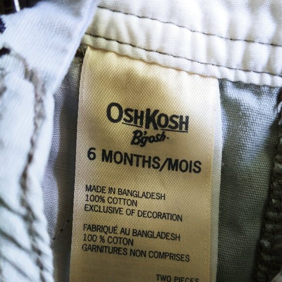 OshKosh Embroidered Anchors Shortalls 6 Months - Picture 6 of 7